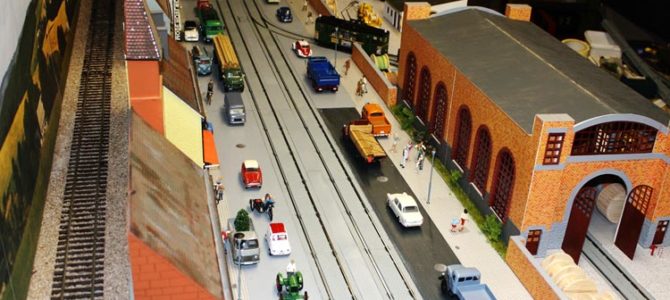 Modell eines Straßenzuges in den 60er Jahren Maßstab 1:45