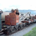 Handbetriebener Kran der SBB im Bahnhof Delemont